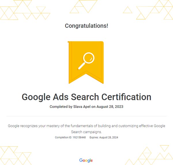 GOOGLE ADS SEARCH CERTIFICATION