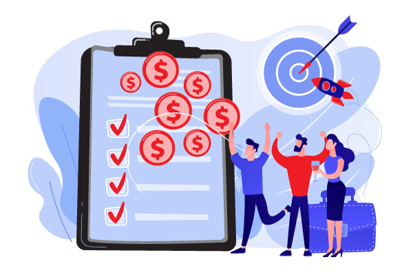 Rebates and Refunds image showing a filled out form and people celebrating receiving money Rebates and Refunds image showing a filled out form and people celebrating receiving money